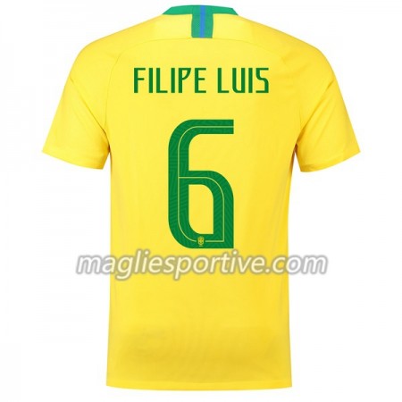 Completo Calcio Brasile Filipe Luis 6 Divisa Prima Mondiali 2018